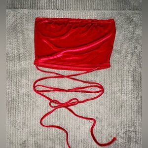 Red velvet tie tube top